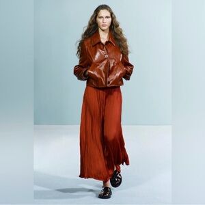 Zara Maxi Pleated Rusty Red Skirt XS / S